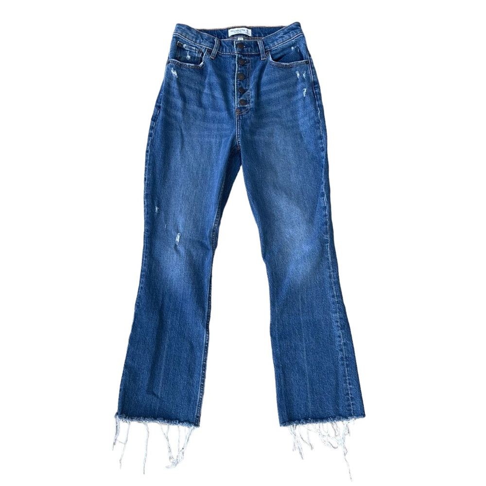 Abercrombie & Fitch Women’s The Kick Ultra High RIse Raw Hem Button Fly Jeans
